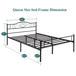 63 in. W Industrial Black Finish Queen/Full/Twin Metal Bedframe with Headboard and Footboard by VECELO -Camaflexi Shop black vecelo platform beds khd yt q11 4f 1000