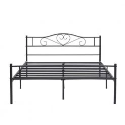 63 in. W Industrial Black Finish Queen/Full/Twin Metal Bedframe with Headboard and Footboard by VECELO