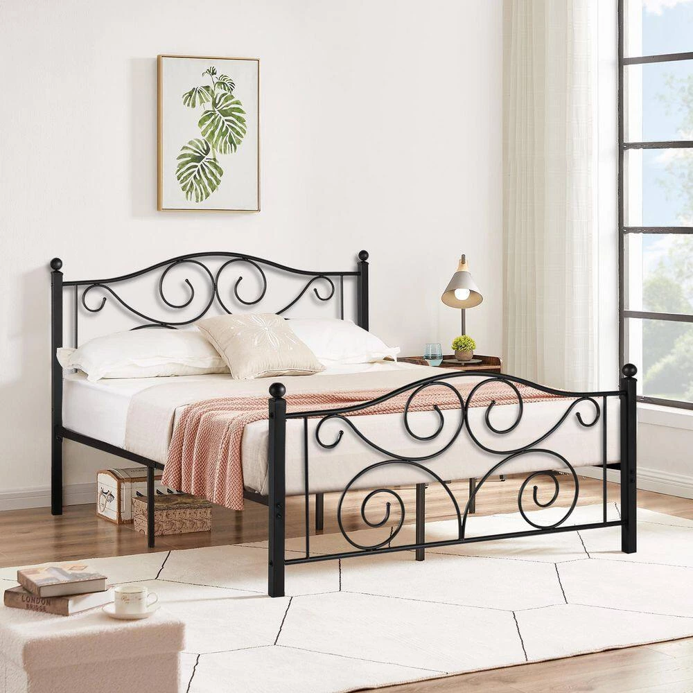 Queen Size Bed Frame Support with Headboard and Footboard, No Box Spring Need Metal Platform Bed, Black, 60"W by VECELO 10 Queen Size Bed Frame Support with Headboard and Footboard, No Box Spring Need Metal Platform Bed, Black, 60"W by VECELO - Image 8