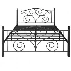 Queen Size Bed Frame Support with Headboard and Footboard, No Box Spring Need Metal Platform Bed, Black, 60"W by VECELO