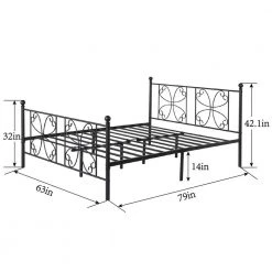 63 in. W Black Bed Frame Black Single Platform Steel Bed Frame with Storage Queen Size Bed Mattress Foundation Support by VECELO -Camaflexi Shop black vecelo platform beds khd yt q27 1f 1000
