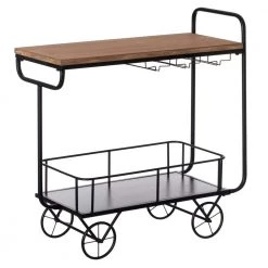 Metal Wine Bar Serving Cart with Rolling Wheels Wine Rack and Glass Holder by Vintiquewise -Camaflexi Shop black vintiquewise bar carts qi004280 4f 1000