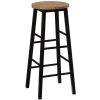 Black 28" High Wooden Rustic Round Bar Stool Backless with Footrest for Indoor and Outdoor by Vintiquewise