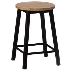 17.5 in. High Wooden Black Round Bar Stool with Footrest for Indoor and Outdoor by Vintiquewise
