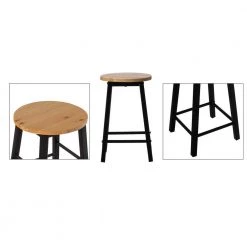 17.5 in. High Wooden Black Round Bar Stool with Footrest for Indoor and Outdoor by Vintiquewise -Camaflexi Shop black vintiquewise bar stools qi004467 76 1000