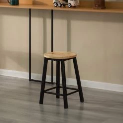 17.5 in. High Wooden Black Round Bar Stool with Footrest for Indoor and Outdoor by Vintiquewise -Camaflexi Shop black vintiquewise bar stools qi004467 c3 1000