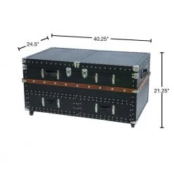 Black Crocodile Leather Coffee End Table and Wine Bar Trunk with Sliding Top and Drawers by Vintiquewise -Camaflexi Shop black vintiquewise end side tables qi003412l 40 1000