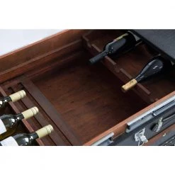 Black Crocodile Leather Coffee End Table and Wine Bar Trunk with Sliding Top and Drawers by Vintiquewise -Camaflexi Shop black vintiquewise end side tables qi003412l 44 1000