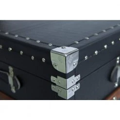 Black Crocodile Leather Coffee End Table and Wine Bar Trunk with Sliding Top and Drawers by Vintiquewise -Camaflexi Shop black vintiquewise end side tables qi003412l 76 1000