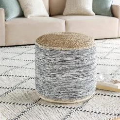 Rosie Black/White Accent Pouf by Artistic Weavers 9 Rosie Black/White Accent Pouf by Artistic Weavers -Camaflexi Shop black white artistic weavers ottomans s00161024234 31 1000