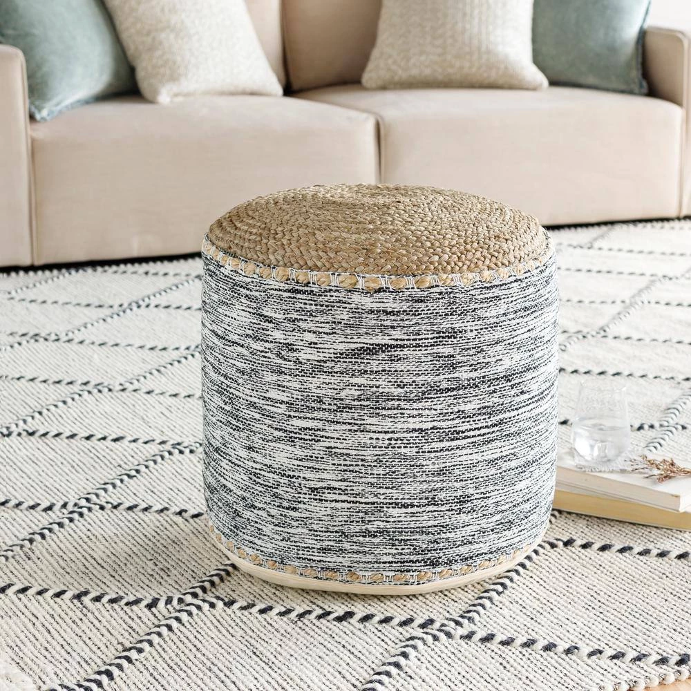 Rosie Black/White Accent Pouf by Artistic Weavers 6 Rosie Black/White Accent Pouf by Artistic Weavers - Image 4