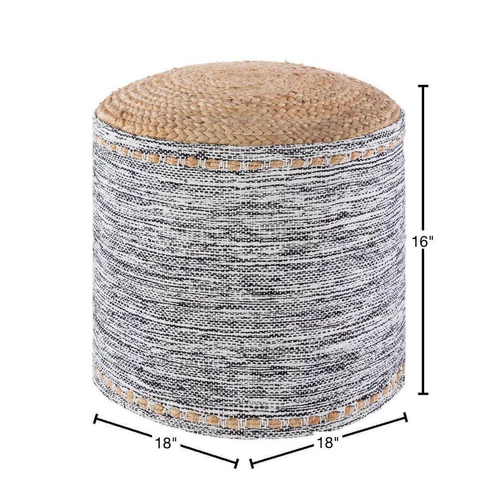 Rosie Black/White Accent Pouf by Artistic Weavers 5 Rosie Black/White Accent Pouf by Artistic Weavers - Image 3