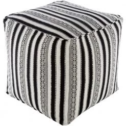 Adil Black/White Accent Pouf by Artistic Weavers