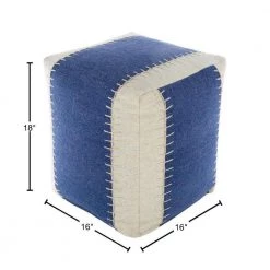 Remiel Striped Blue Wool Cube Accent Pouf by Artistic Weavers -Camaflexi Shop blue artistic weavers ottomans s00161025464 40 1000