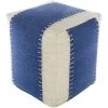 Remiel Striped Blue Wool Cube Accent Pouf by Artistic Weavers
