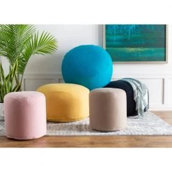 Burke Solid Bright Yellow Wool Cylinder Accent Pouf by Artistic Weavers -Camaflexi Shop bright yellow artistic weavers ottomans s00161017432 31 1000