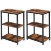 3-Tier Brown Side Table,Stable Open Book Shelves with Metal Frames, Rectangle End table,13.8"W x 21.6"D x 30"H,Set Of 2 by VECELO 2 3-Tier Brown Side Table,Stable Open Book Shelves with Metal Frames, Rectangle End table,13.8"W x 21.6"D x 30"H,Set Of 2 by VECELO -Camaflexi Shop brown a2 vecelo end side tables khd xf nt05 brn a2 64 1000