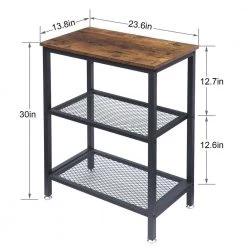 3 Tier End Table, Storage Rack with Open Shelves, Brown Side Table with Rectangle shelf，13.8"W x 23.6"D x 30"H，Set of 2 by VECELO -Camaflexi Shop brown a2 vecelo end side tables khd xf nt06 brn a2 1f 1000