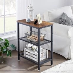 3 Tier End Table, Storage Rack with Open Shelves, Brown Side Table with Rectangle shelf，13.8"W x 23.6"D x 30"H，Set of 2 by VECELO -Camaflexi Shop brown a2 vecelo end side tables khd xf nt06 brn a2 44 1000