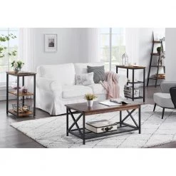 3 Tier End Table, Storage Rack with Open Shelves, Brown Side Table with Rectangle shelf，13.8"W x 23.6"D x 30"H，Set of 2 by VECELO -Camaflexi Shop brown a2 vecelo end side tables khd xf nt06 brn a2 c3 1000