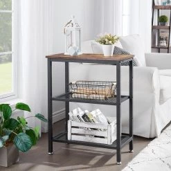 3 Tier End Table, Storage Rack with Open Shelves, Brown Side Table with Rectangle shelf，13.8"W x 23.6"D x 30"H，Set of 2 by VECELO -Camaflexi Shop brown a2 vecelo end side tables khd xf nt06 brn a2 fa 1000