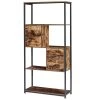 12 in. Wide Bookcase with Drawer/Storage Cabinet/Door, 5 Tier Industrial Wood Bookshelf Display Shelf Organizer, Brown by VECELO 1 12 in. Wide Bookcase with Drawer/Storage Cabinet/Door, 5 Tier Industrial Wood Bookshelf Display Shelf Organizer, Brown by VECELO -Camaflexi Shop brown vecelo bookcases bookshelves khd jyx b03 64 1000