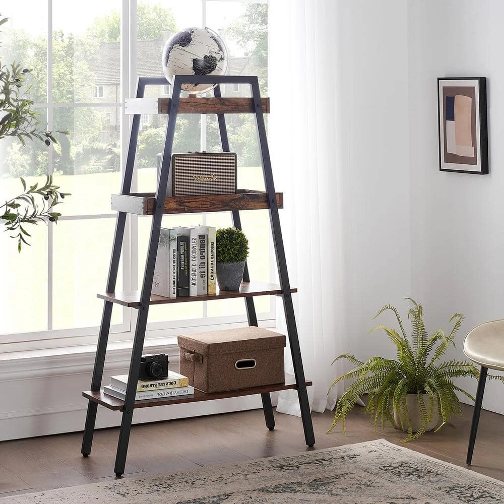 13 in. W 4-Tier Metal Ladder Shelf, Multifunctional Ladder Bookshelf Plant Flower Stand Storage Rack Shelves Bookcase by VECELO 8 13 in. W 4-Tier Metal Ladder Shelf, Multifunctional Ladder Bookshelf Plant Flower Stand Storage Rack Shelves Bookcase by VECELO - Image 6