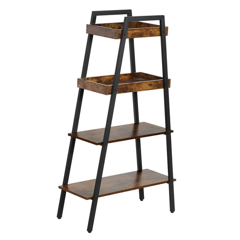 13 in. W 4-Tier Metal Ladder Shelf, Multifunctional Ladder Bookshelf Plant Flower Stand Storage Rack Shelves Bookcase by VECELO 3 13 in. W 4-Tier Metal Ladder Shelf, Multifunctional Ladder Bookshelf Plant Flower Stand Storage Rack Shelves Bookcase by VECELO