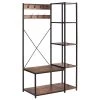 Coat Rack Shoe Bench, Rustic Brown Hall Tree with 7 Hooks Entryway Storage 4-Tier Shelves and 1-Tier Shoe Shelf by VECELO