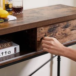 Console Side Table w/ Drawers, 11.8 in. W Vintage Hallway Foyer Table w/ Rectangle Shelves, 31.5 in. H Sofa Table, Brown by VECELO -Camaflexi Shop brown vecelo end side tables khd jyx cst04 brn 44 1000