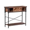 Console Side Table w/ Drawers, 11.8 in. W Vintage Hallway Foyer Table w/ Rectangle Shelves, 31.5 in. H Sofa Table, Brown by VECELO