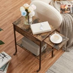 Rectangle Vintage Nightstand End/Side Table with Storage Drawer, STable Frame, Brown, 23.6 H x19.6 D x 11.8 W by VECELO 13 Rectangle Vintage Nightstand End/Side Table with Storage Drawer, STable Frame, Brown, 23.6 H x19.6 D x 11.8 W by VECELO -Camaflexi Shop brown vecelo end side tables khd jyx nt08 brn 4f 1000