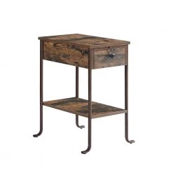 Rectangle Vintage Nightstand End/Side Table with Storage Drawer, STable Frame, Brown, 23.6 H x19.6 D x 11.8 W by VECELO