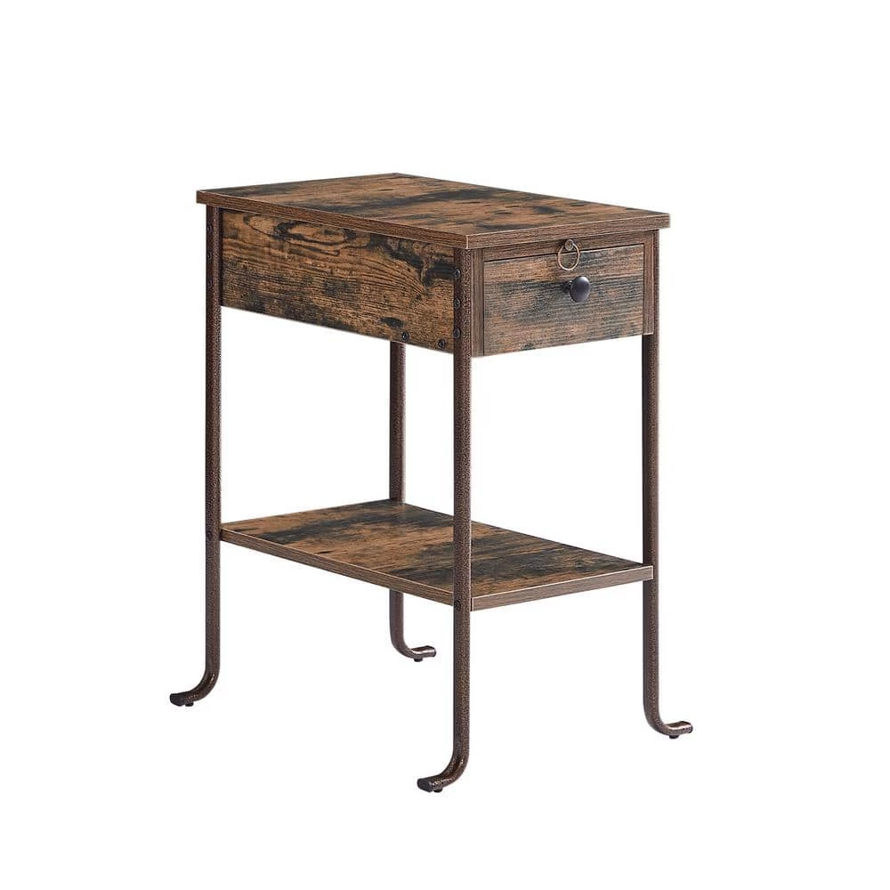 Rectangle Vintage Nightstand End/Side Table with Storage Drawer, STable Frame, Brown, 23.6 H x19.6 D x 11.8 W by VECELO 3 Rectangle Vintage Nightstand End/Side Table with Storage Drawer, STable Frame, Brown, 23.6 H x19.6 D x 11.8 W by VECELO