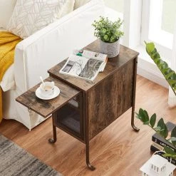 Rectangle Vintage Nightstand End/Side Table with Storage Box, STable Frame, Brown, 23.6 H x19.6 D x 11.8 W by VECELO 15 Rectangle Vintage Nightstand End/Side Table with Storage Box, STable Frame, Brown, 23.6 H x19.6 D x 11.8 W by VECELO -Camaflexi Shop brown vecelo end side tables khd jyx nt09 brn 1f 1000