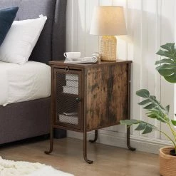 Rectangle Vintage Nightstand End/Side Table with Storage Box, STable Frame, Brown, 23.6 H x19.6 D x 11.8 W by VECELO 16 Rectangle Vintage Nightstand End/Side Table with Storage Box, STable Frame, Brown, 23.6 H x19.6 D x 11.8 W by VECELO -Camaflexi Shop brown vecelo end side tables khd jyx nt09 brn 44 1000