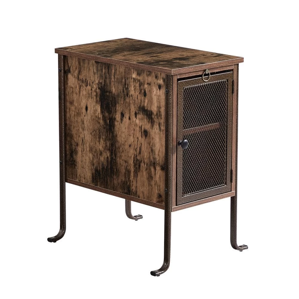Rectangle Vintage Nightstand End/Side Table with Storage Box, STable Frame, Brown, 23.6 H x19.6 D x 11.8 W by VECELO 2 Rectangle Vintage Nightstand End/Side Table with Storage Box, STable Frame, Brown, 23.6 H x19.6 D x 11.8 W by VECELO