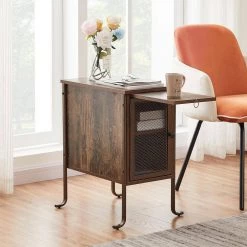 Rectangle Vintage Nightstand End/Side Table with Storage Box, STable Frame, Brown, 23.6 H x19.6 D x 11.8 W by VECELO 13 Rectangle Vintage Nightstand End/Side Table with Storage Box, STable Frame, Brown, 23.6 H x19.6 D x 11.8 W by VECELO -Camaflexi Shop brown vecelo end side tables khd jyx nt09 brn c3 1000