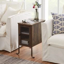 Rectangle Vintage Nightstand End/Side Table with Storage Box, STable Frame, Brown, 23.6 H x19.6 D x 11.8 W by VECELO 17 Rectangle Vintage Nightstand End/Side Table with Storage Box, STable Frame, Brown, 23.6 H x19.6 D x 11.8 W by VECELO -Camaflexi Shop brown vecelo end side tables khd jyx nt09 brn fa 1000