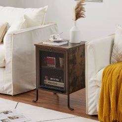 Rectangle Vintage Nightstand End/Side Table with Storage Box, STable Frame, Brown, 23.6 H x15.7 D x 15.7 W by VECELO 19 Rectangle Vintage Nightstand End/Side Table with Storage Box, STable Frame, Brown, 23.6 H x15.7 D x 15.7 W by VECELO -Camaflexi Shop brown vecelo end side tables khd jyx nt10 brn 31 1000