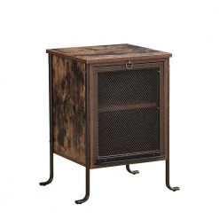Rectangle Vintage Nightstand End/Side Table with Storage Box, STable Frame, Brown, 23.6 H x15.7 D x 15.7 W by VECELO