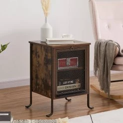 Rectangle Vintage Nightstand End/Side Table with Storage Box, STable Frame, Brown, 23.6 H x15.7 D x 15.7 W by VECELO 18 Rectangle Vintage Nightstand End/Side Table with Storage Box, STable Frame, Brown, 23.6 H x15.7 D x 15.7 W by VECELO -Camaflexi Shop brown vecelo end side tables khd jyx nt10 brn 76 1000