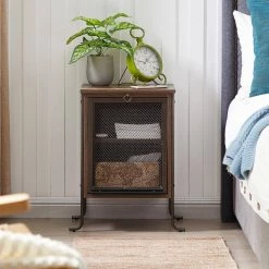 Rectangle Vintage Nightstand End/Side Table with Storage Box, STable Frame, Brown, 23.6 H x15.7 D x 15.7 W by VECELO 13 Rectangle Vintage Nightstand End/Side Table with Storage Box, STable Frame, Brown, 23.6 H x15.7 D x 15.7 W by VECELO -Camaflexi Shop brown vecelo end side tables khd jyx nt10 brn c3 1000