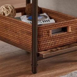 Rectangle Vintage Nightstand End/Side Table w/ Storage Drawer, STable Frame, Brown, 23.6 in. H x19.7 in. D x 11.8 in. W by VECELO -Camaflexi Shop brown vecelo end side tables khd jyx nt11 brn 31 1000