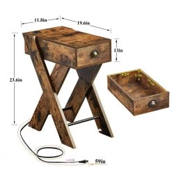 11.8 in. Rectangle Sofa Side Table with Drawer Accent Brown X-Shaped Design Nightstand for Living/Bedroom End Table by VECELO -Camaflexi Shop brown vecelo end side tables khd jyx nt14 brn 1f 1000