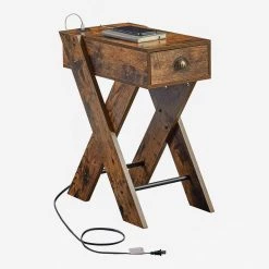 11.8 in. Rectangle Sofa Side Table with Drawer Accent Brown X-Shaped Design Nightstand for Living/Bedroom End Table by VECELO -Camaflexi Shop brown vecelo end side tables khd jyx nt14 brn d4 1000