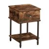 Rectangle Vintage Nightstand，13.8"W End/Side Table with Storage Drawer, 23.6"H Stable Frame, Brown，15.7"L Sofa Table by VECELO