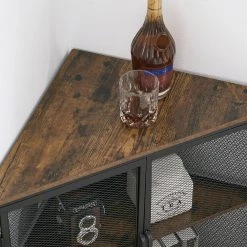 Brown 3-Tiers Corner Shelf Metal Frame Shelves Storage Organizer Ventilation Protection Door 20 in. x 20 in. x 27.6 in. by VECELO -Camaflexi Shop brown vecelo end side tables khd xf cs01 brn 44 1000