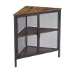 Brown 3-Tiers Corner Shelf Metal Frame Shelves Storage Organizer Ventilation Protection Door 20 in. x 20 in. x 27.6 in. by VECELO 1 Brown 3-Tiers Corner Shelf Metal Frame Shelves Storage Organizer Ventilation Protection Door 20 in. x 20 in. x 27.6 in. by VECELO -Camaflexi Shop brown vecelo end side tables khd xf cs01 brn 64 1000