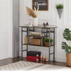 Console Sofa Side Table, 11.8"W Narrow Sideboard with Open Rectangle Shelf, For Entryway, Living Room. Brown，31.4"H by VECELO -Camaflexi Shop brown vecelo end side tables khd xf cst02 brn 31 1000